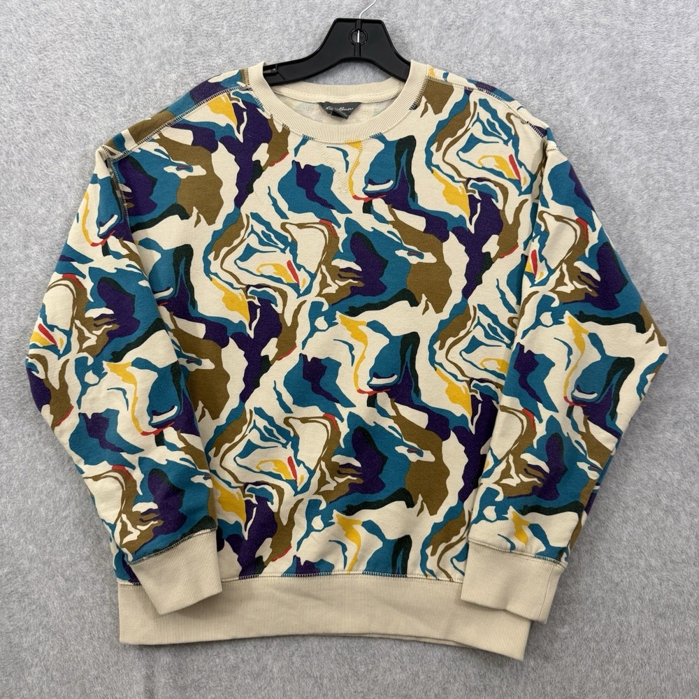 Eddie Bauer Women's Small Abstract Print Crewneck Sweatshirt Teal Purple